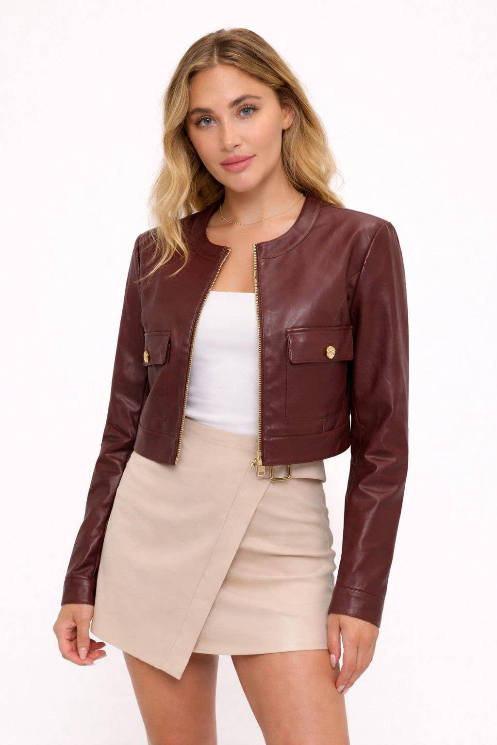 Cropped Vegan Leather Jacket by Coalition