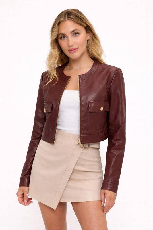Cropped Vegan Leather Jacket by Coalition