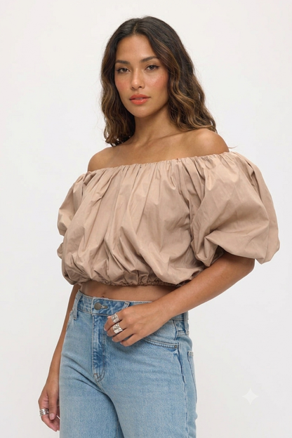 Poplin Bubble Hem  Top