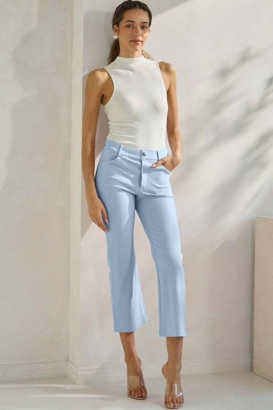 Classic Solid Straight Leg Crop Pants