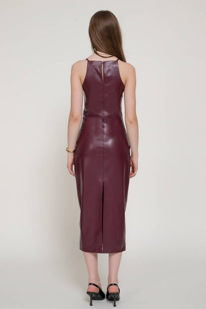 Tyra Leather Midi Dress by Active Basic