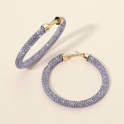 Two Tone Bling Studded Hoop Earrings