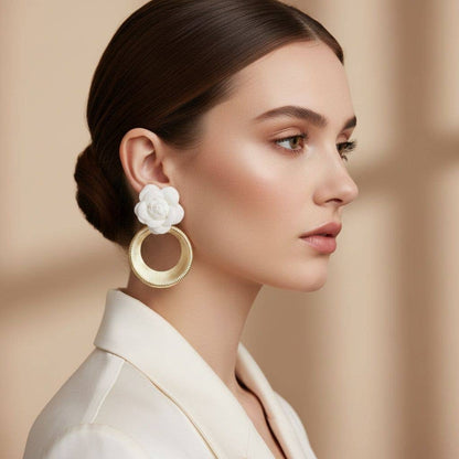 White Rose Earrings