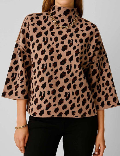 Legacy Leopard Print Mock Neck Sweater