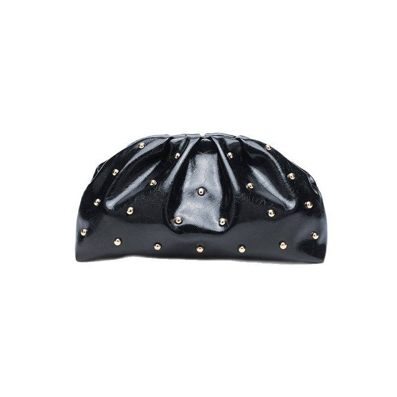 Studded  Rouched Evening Handbag