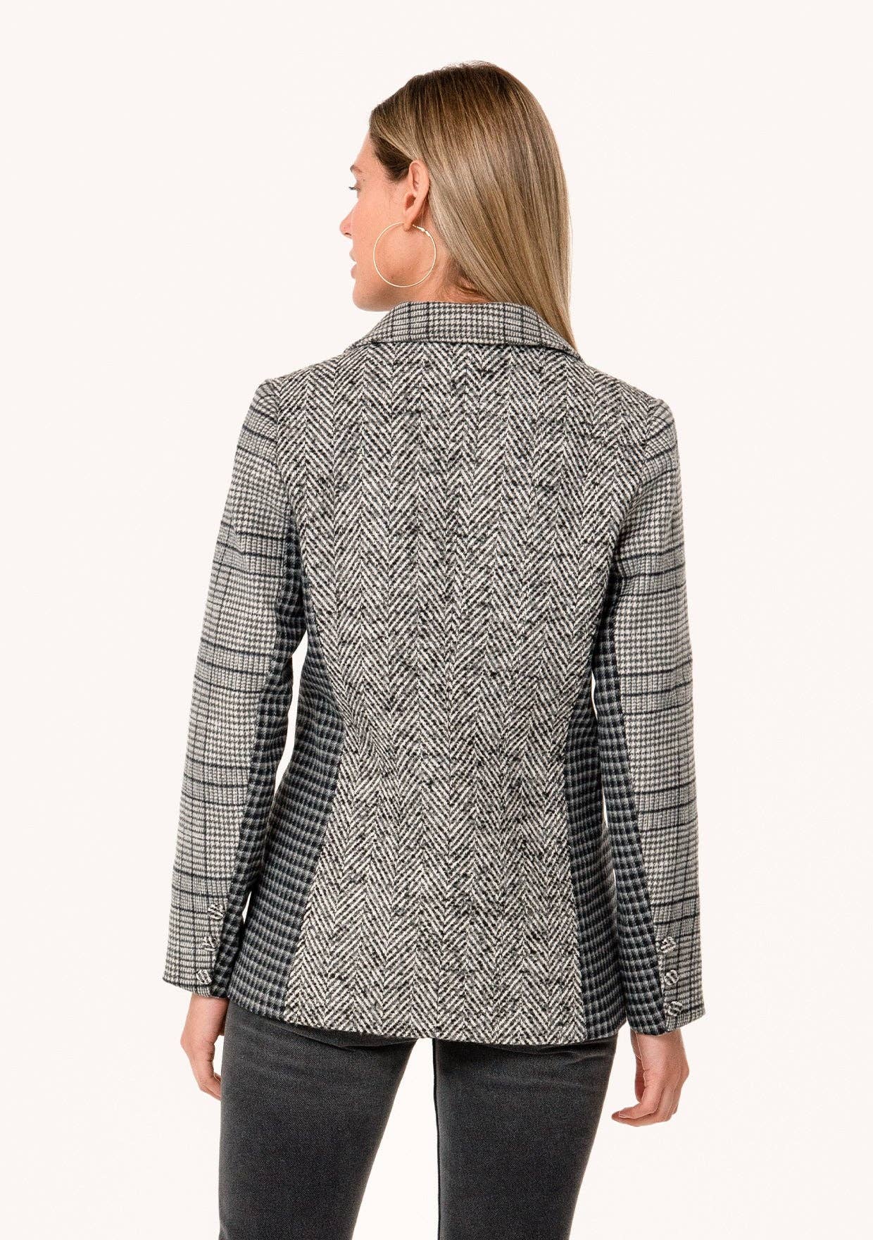 Jennifer Plaid Patchwork Single-Breasted Blazer