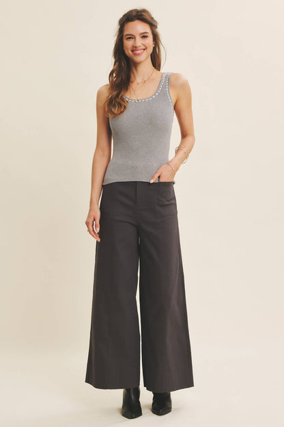 Jamesha Wide Leg Khaki Pants