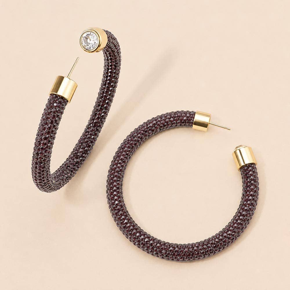 Two Tone Bling Studded Hoop Earrings
