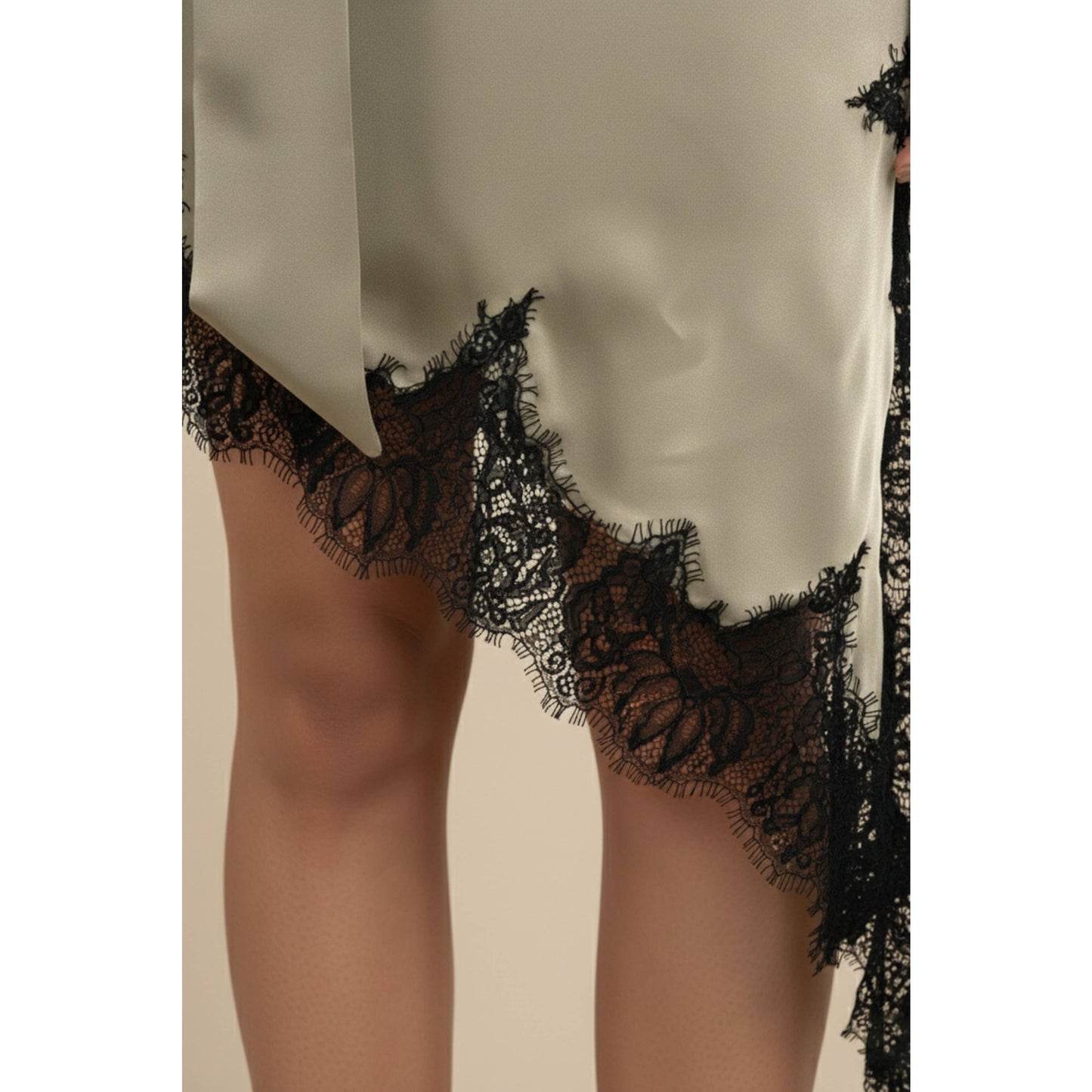 Satin Lace Trim Scarf Dress