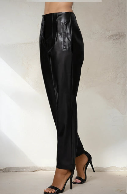 Monaco Hight Waist Slim Fit Vegan Leather Long Pants