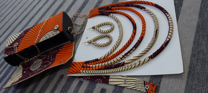 Clutch Bag & Rope  Necklace Set /African Kente /Ankara 25 Burgundy