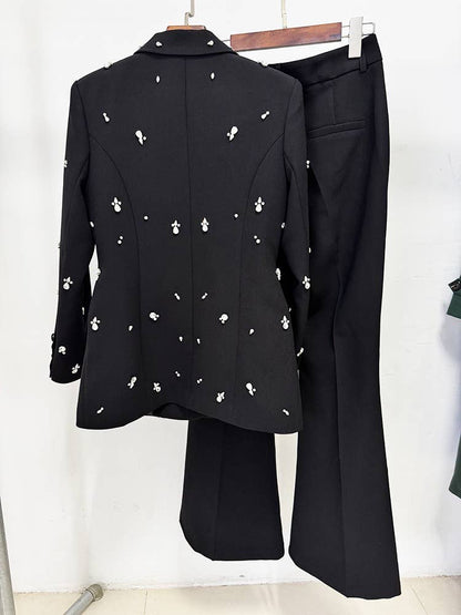 Lavished Hand Beaded Crystal Slim Blazer