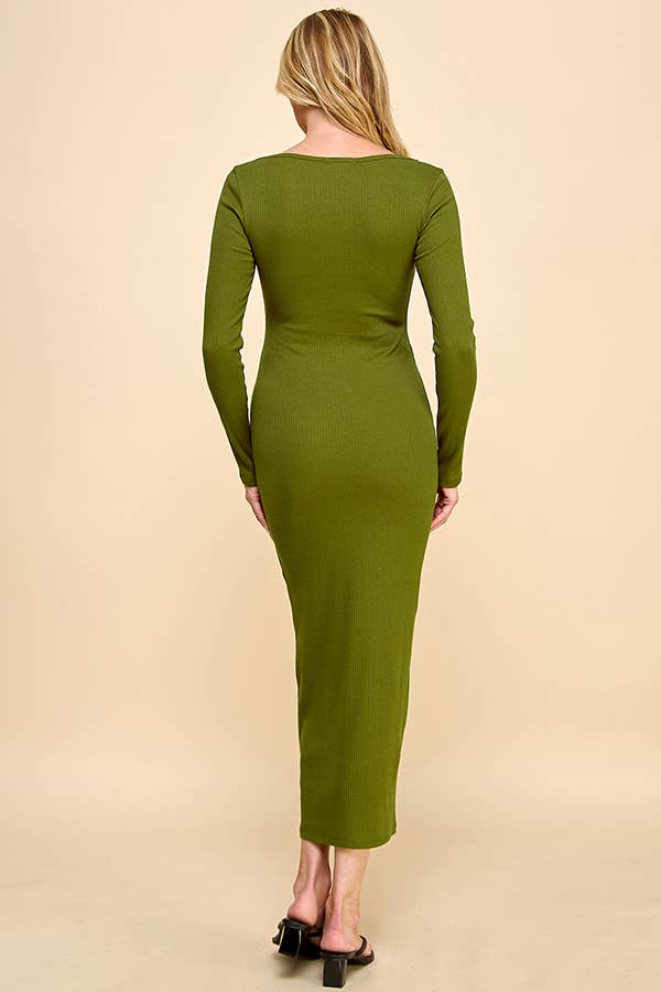 Ivy Square Neck Ribbed Knit Max Dress.