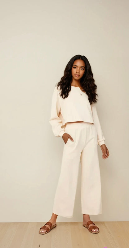 Knit Sweat Top and Pants Athleisure Lounge Sets