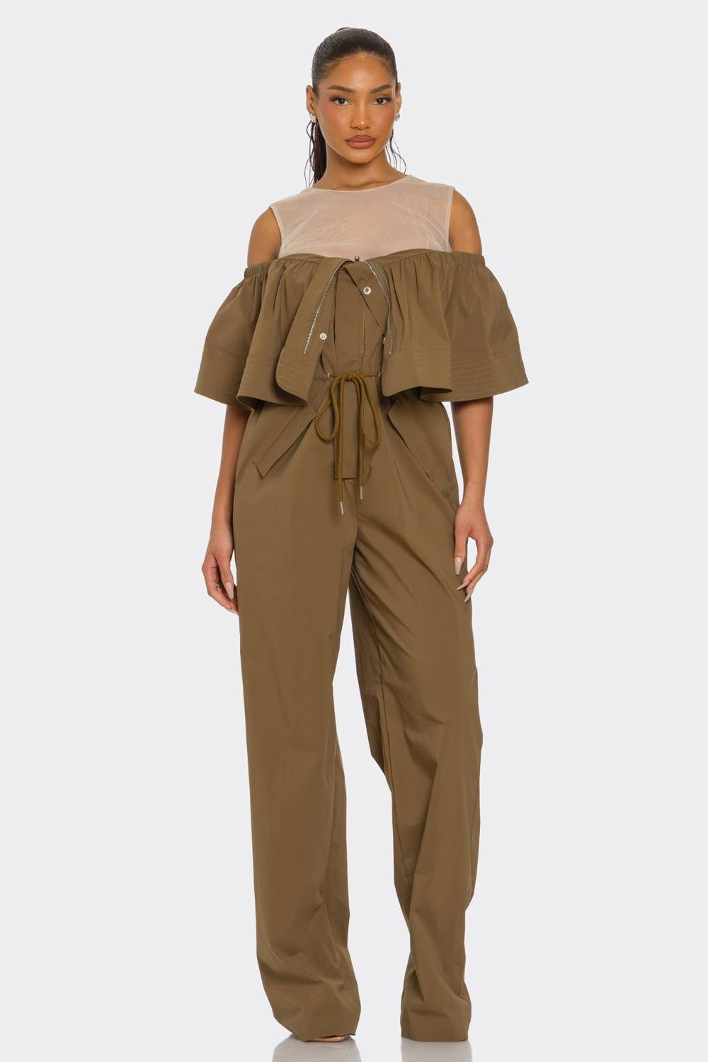 Essence Off-Shoulder Utility Jumpsuit