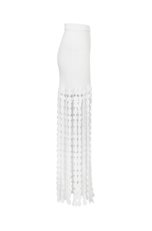 Knit Skirt with Fringe Detail