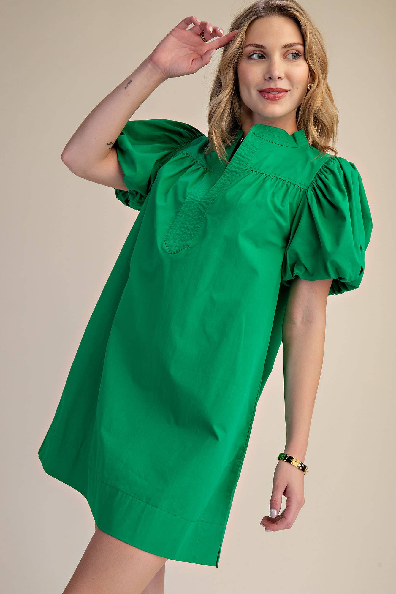 China Bubble Sleeve Mini Dress