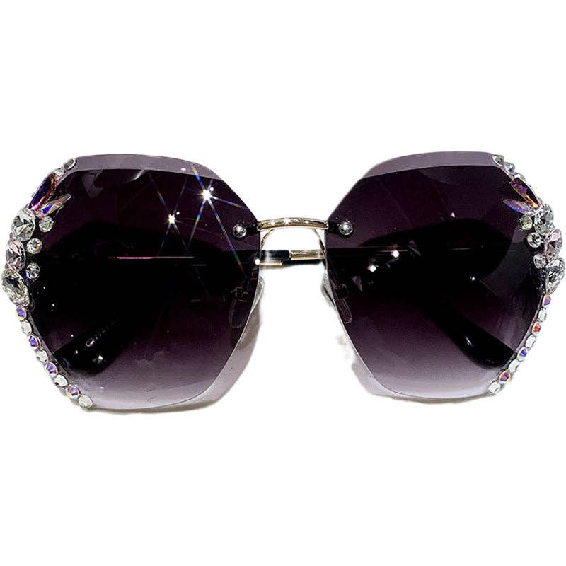 Trendy UV400 Polygon Sunglasses With Rhinestones