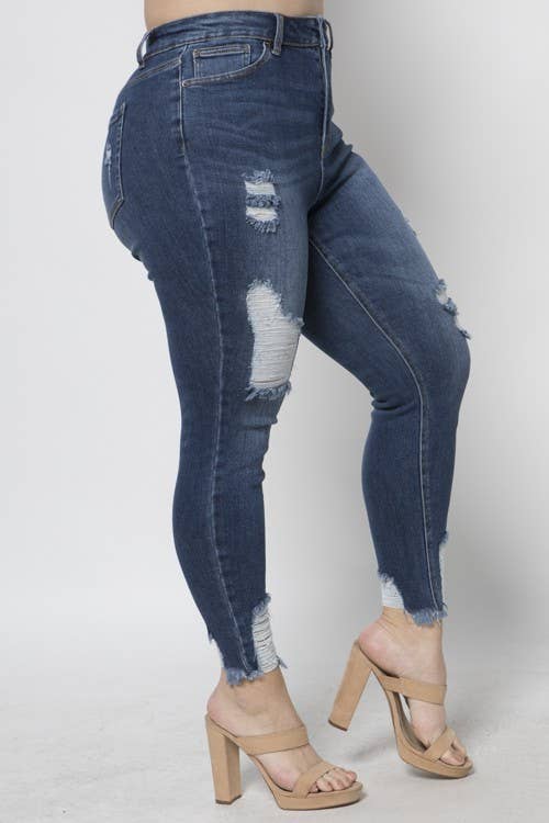 SHAWN DISTRESSED SKINNY LEG JEANS
