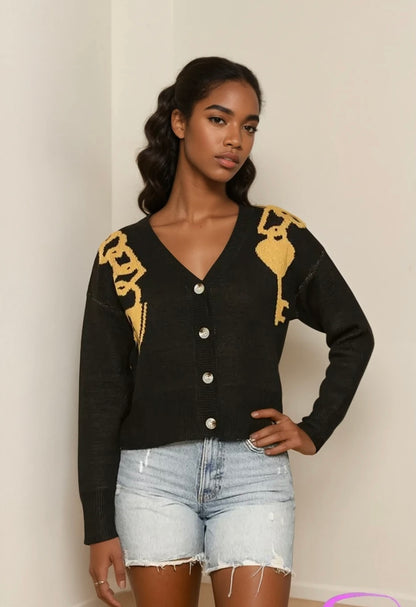 Lock and key cropped cardigan