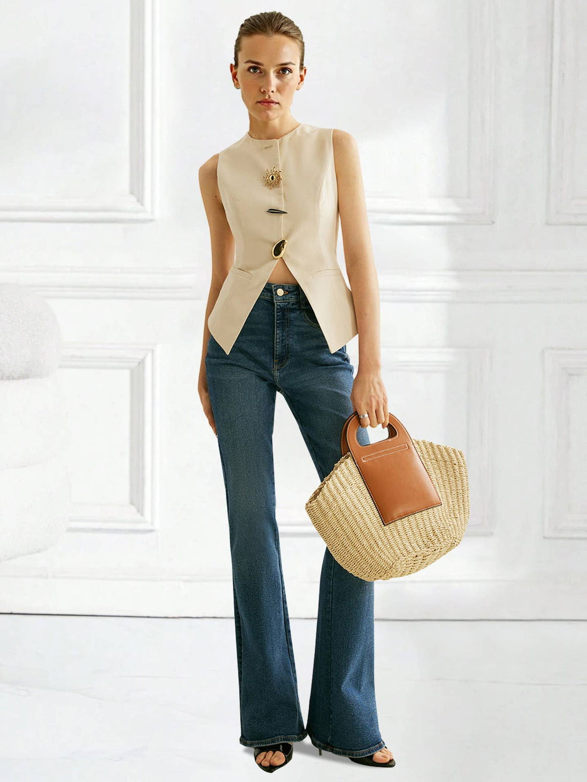 Giana Sleeveless Button Vest