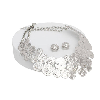 Bib Rigid Silver Circle Armor Collar Necklace