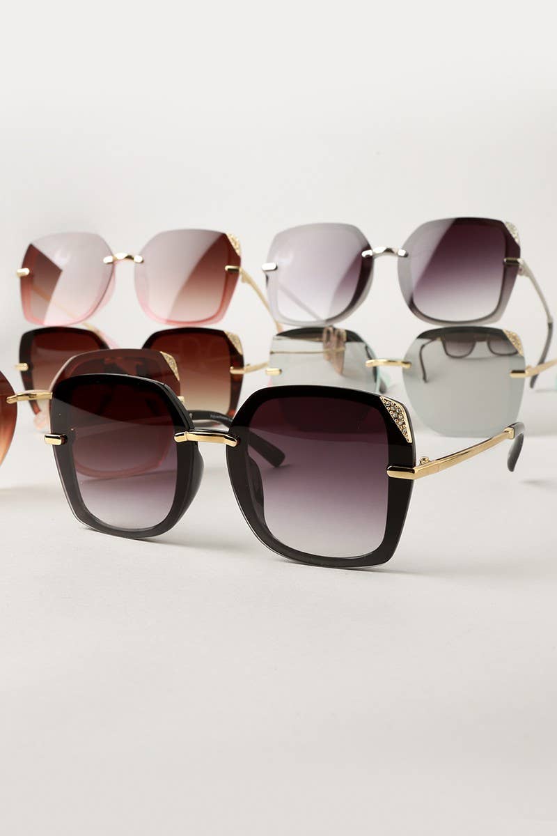 Women's Square Sunglasses with Rhinestone