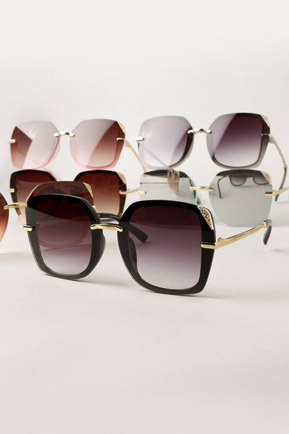 Women's Square Sunglasses with Rhinestone