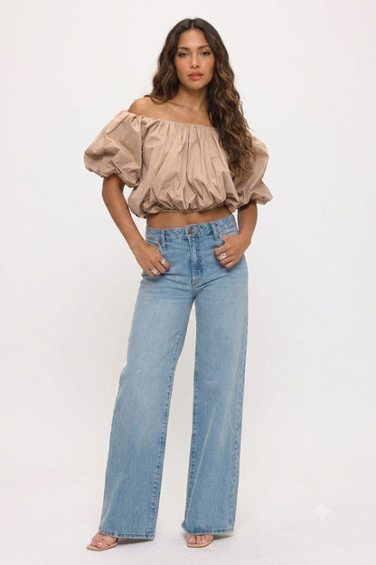 Poplin Bubble Hem  Top