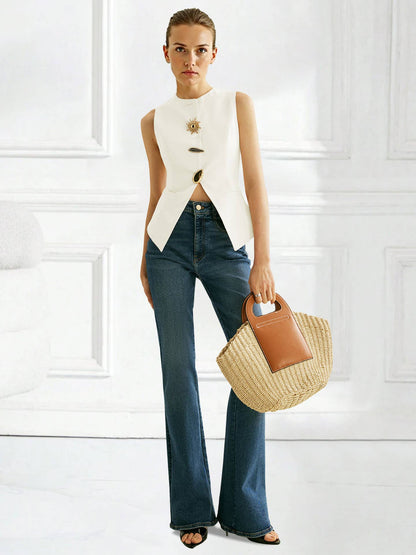 Giana Sleeveless Button Vest