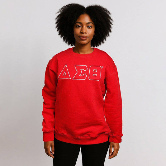 DST Greek Gear L Red Embroidered Crew Sweatshirt