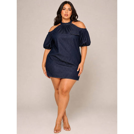 Arlyce Chambray Cold Shoulder Dress