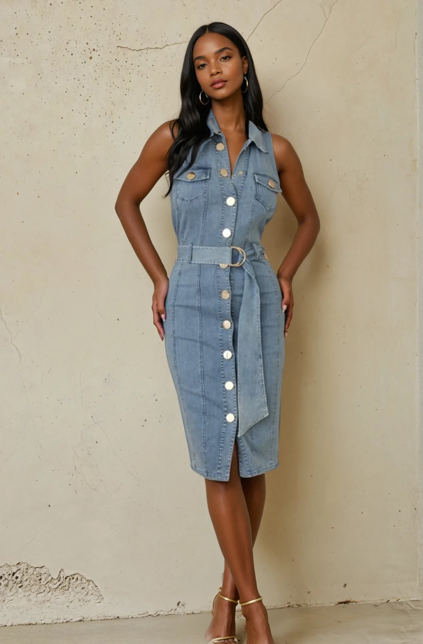Kenya Denim Halter Dress
