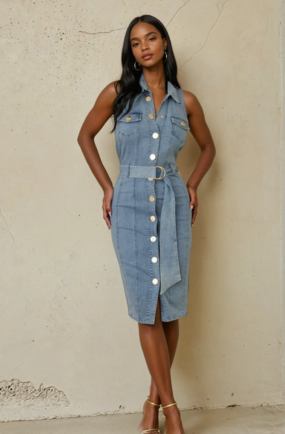 Kenya Denim Halter Dress