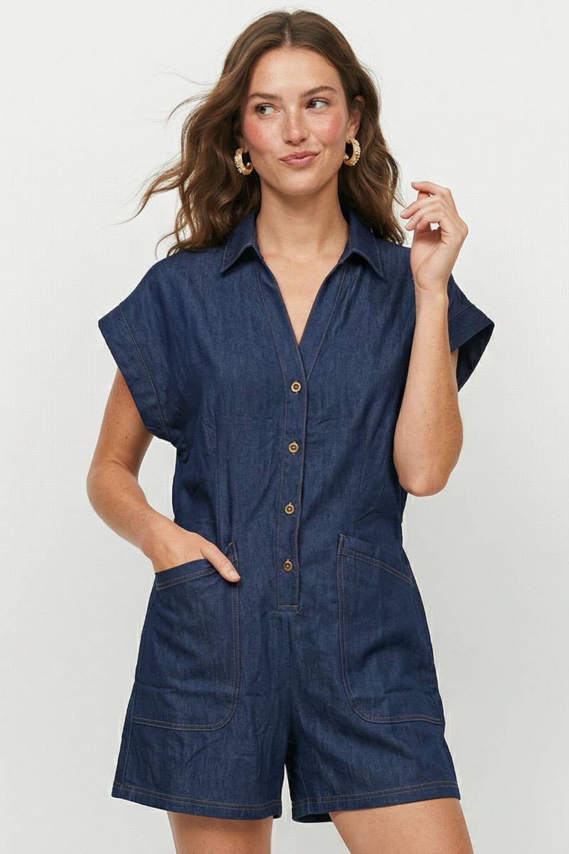 Kerri Relaxed Button Front Romper