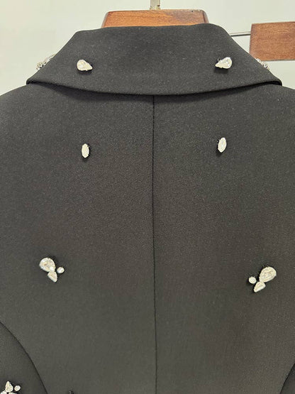 Lavished Hand Beaded Crystal Slim Blazer
