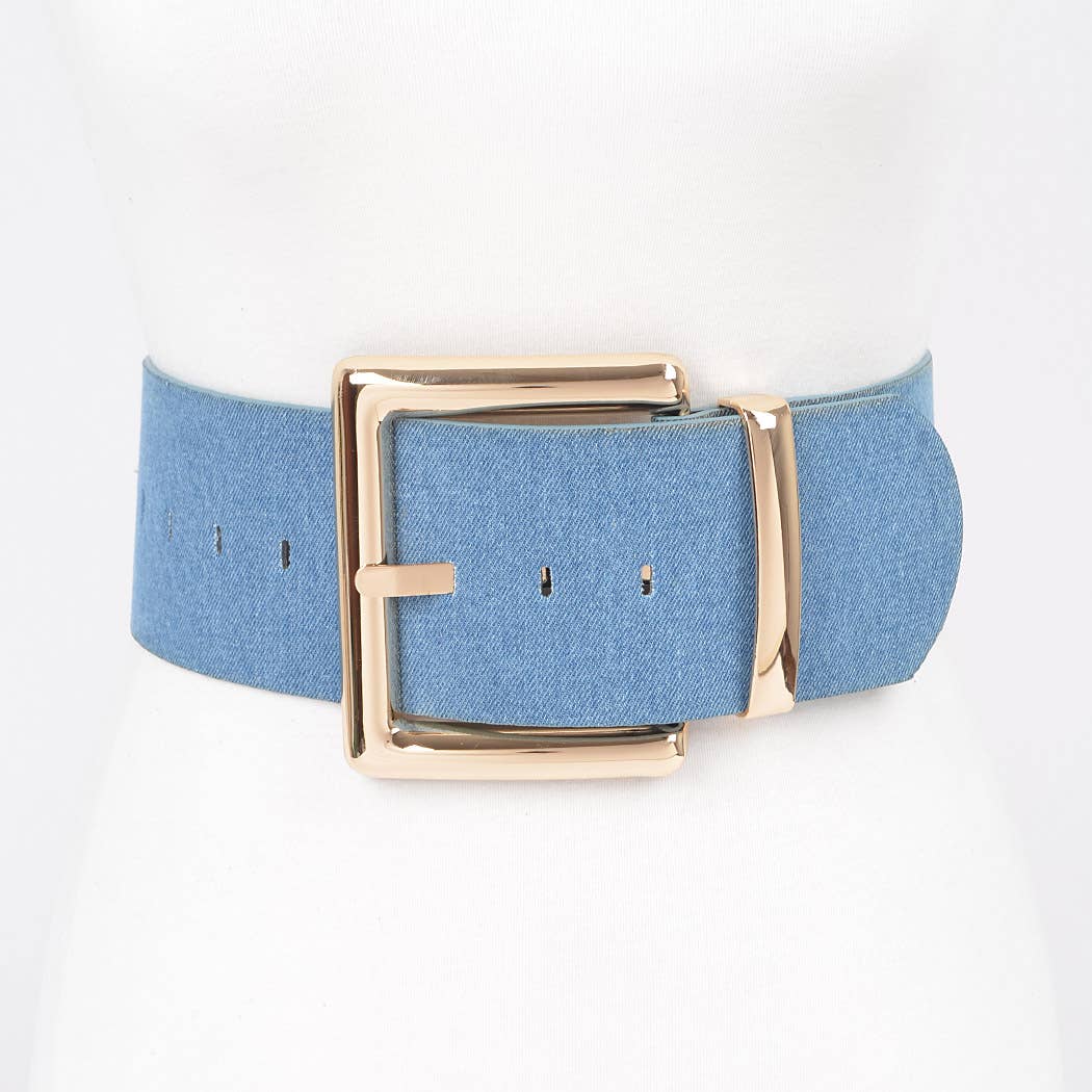 Oversized Metal Buckle Denim Waist Belt