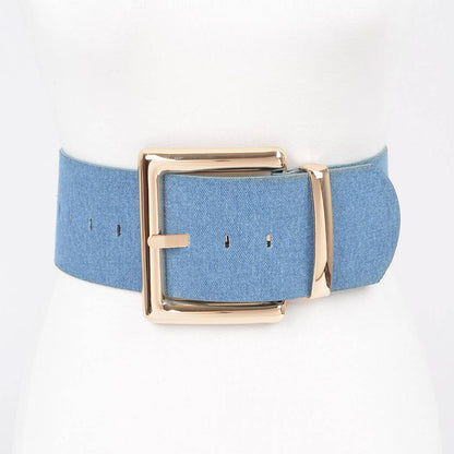 Oversized Metal Buckle Denim Waist Belt