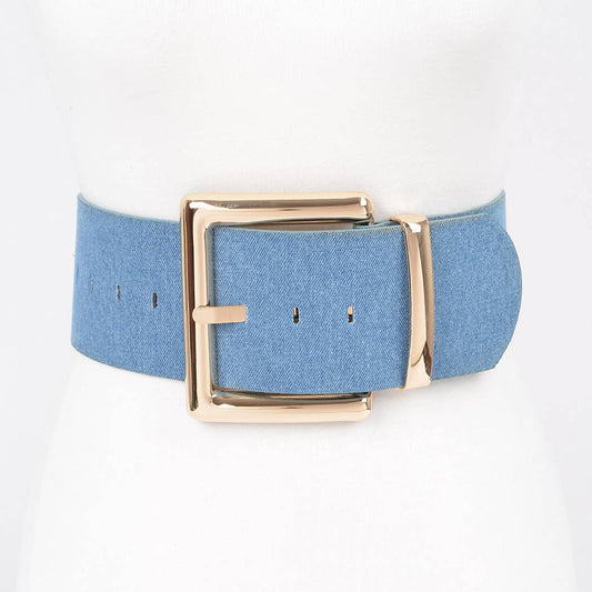 Oversized Metal Buckle Denim Waist Belt