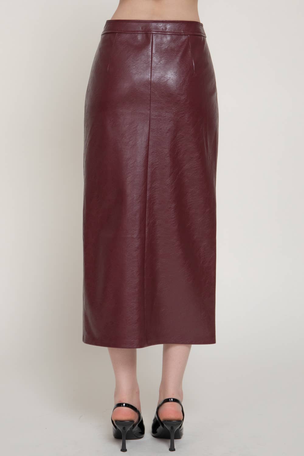 Jessica Faux Leather Pencil Midi Skirt