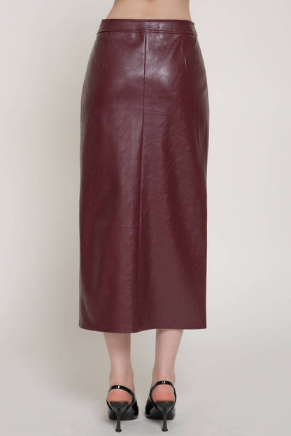 Jessica Faux Leather Pencil Midi Skirt