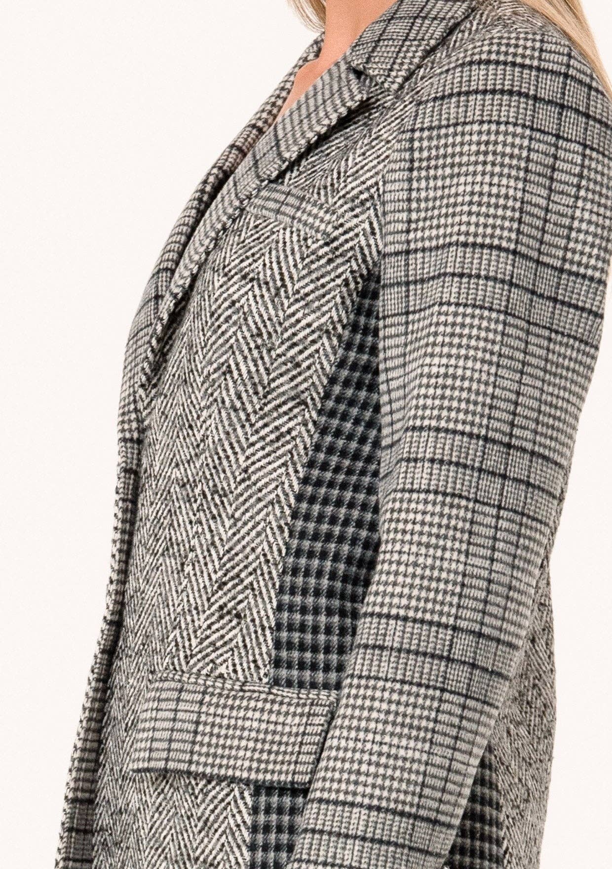 Jennifer Plaid Patchwork Single-Breasted Blazer