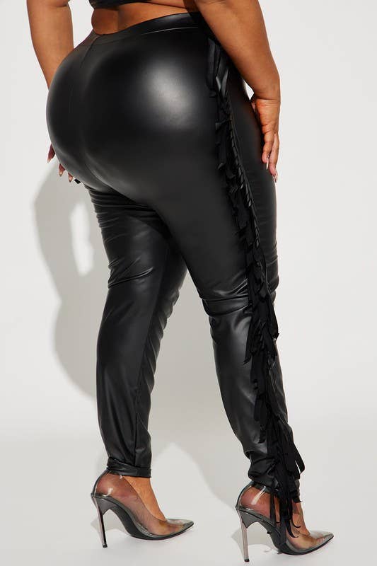 Toni Faux Leather Fringe Side Leggings