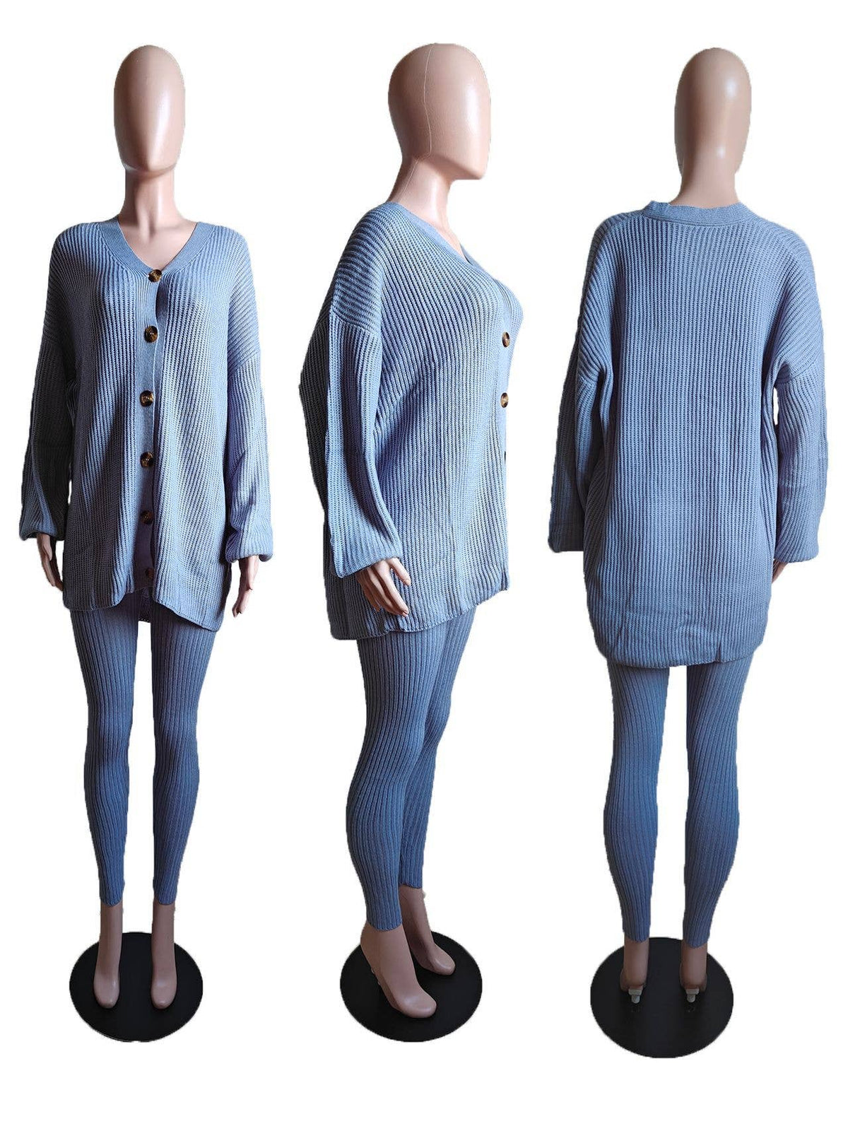 Tabitha Long-sleeved knitted sweater legging suits set 2pcs