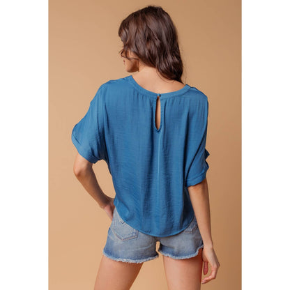 Satin T-shirt With Front Knot Detail