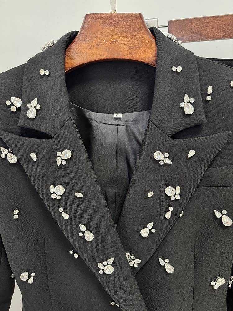 Lavished Hand Beaded Crystal Slim Blazer