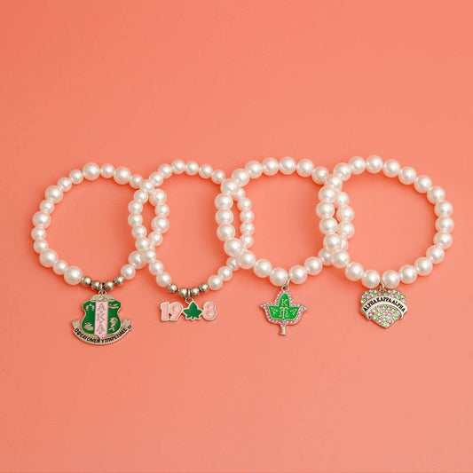 Sorority Inspired Charm Pearl Bracelets