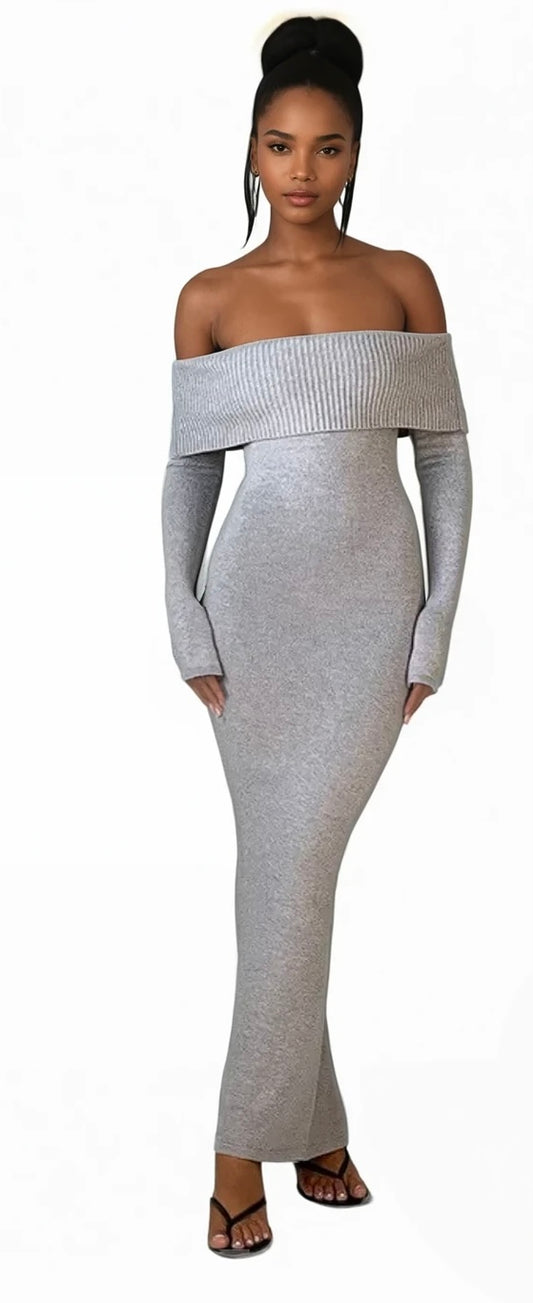 WOMEN FASHION LONG MAXI KNIT DRESS
