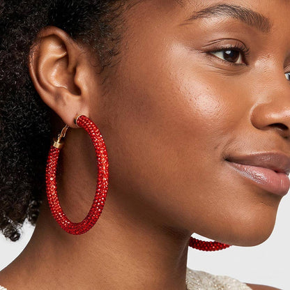 Two Tone Bling Studded Hoop Earrings