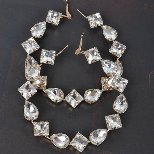 Princess Clear Rhinestone Hoop Earrings
